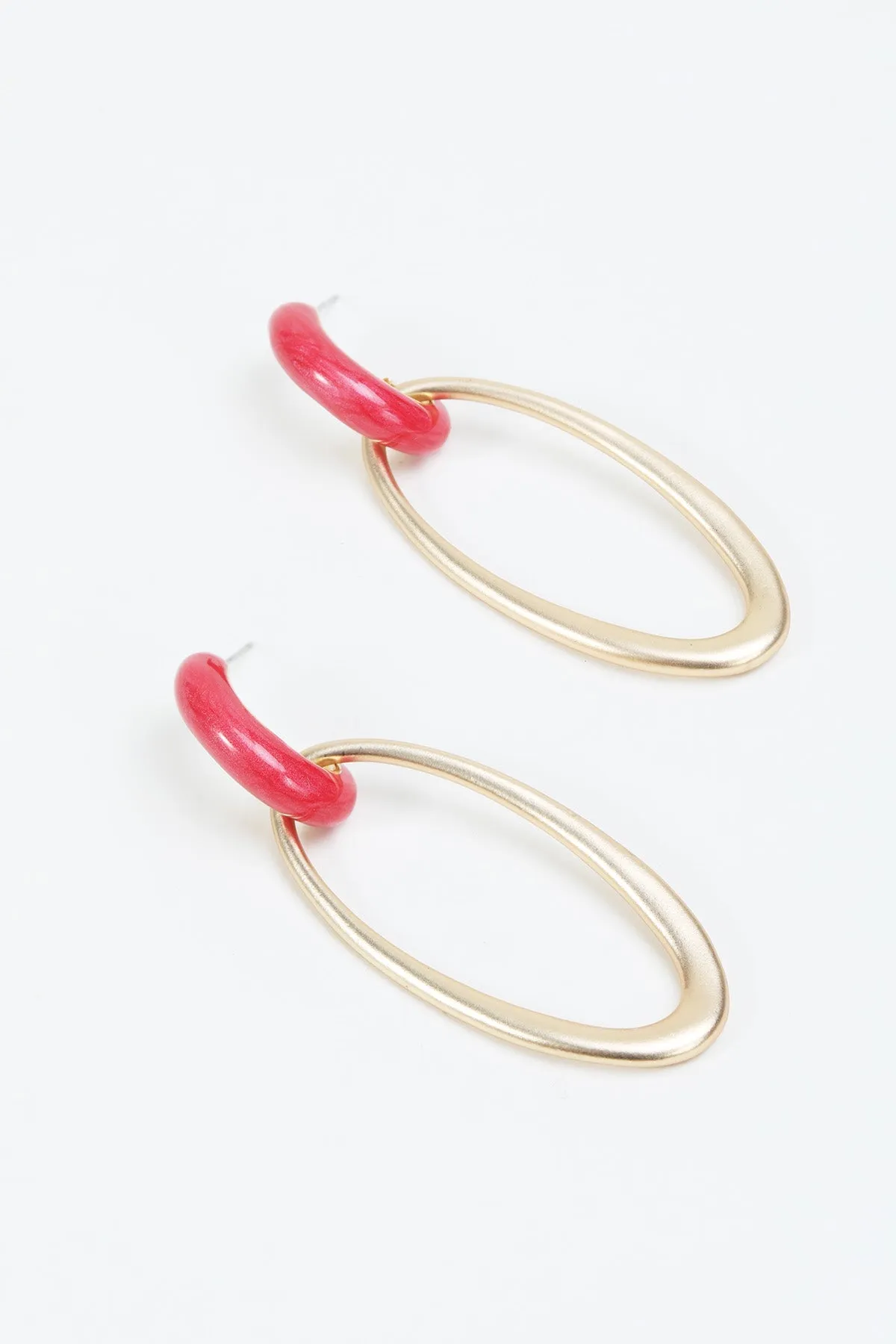 Red Double Hoop Earrings