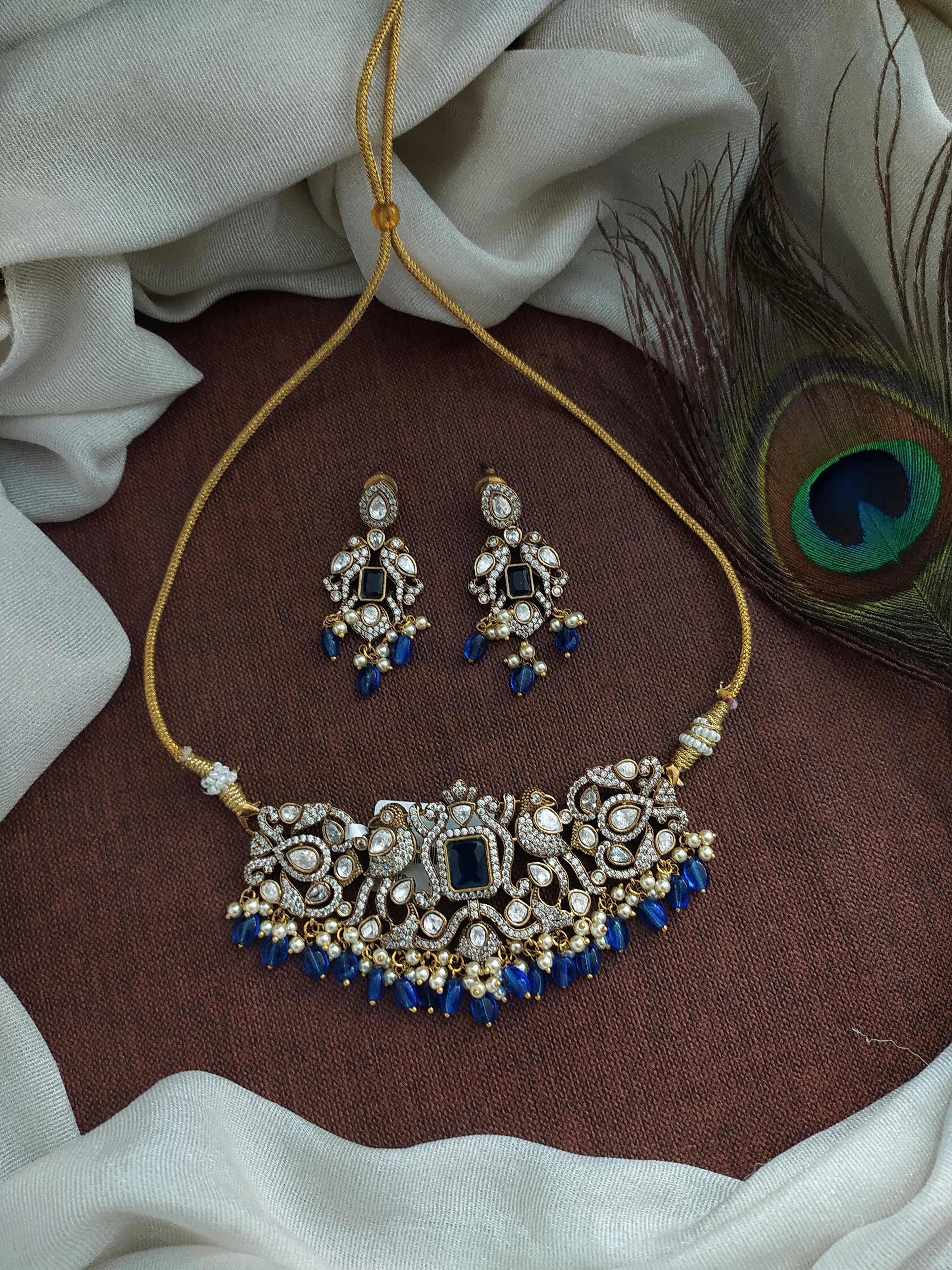 Regal Opulence Trending Victorian Choker Set with Peacocks