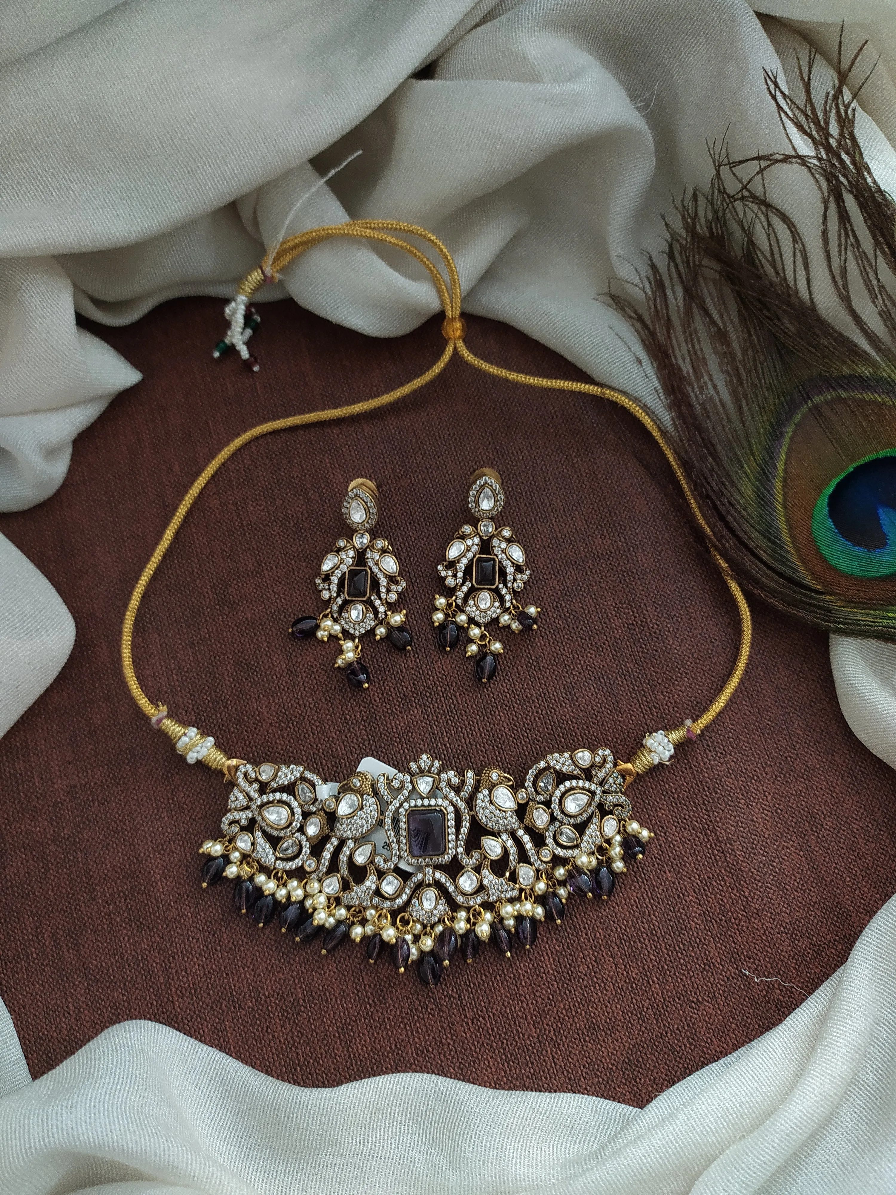 Regal Opulence Trending Victorian Choker Set with Peacocks