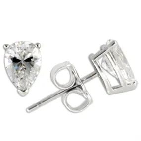 Rhodium 925 Sterling Silver Earrings with AAA Grade CZ in Clear for Women Clear Stone Color Style 0W164