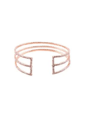 ROSE GOLD RHINESTONE FACETED CUFF BRACELET