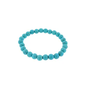 Round Howlite Bead Bracelet - 8mm / 61mm - Turquoise or Red - 1 Bracelet