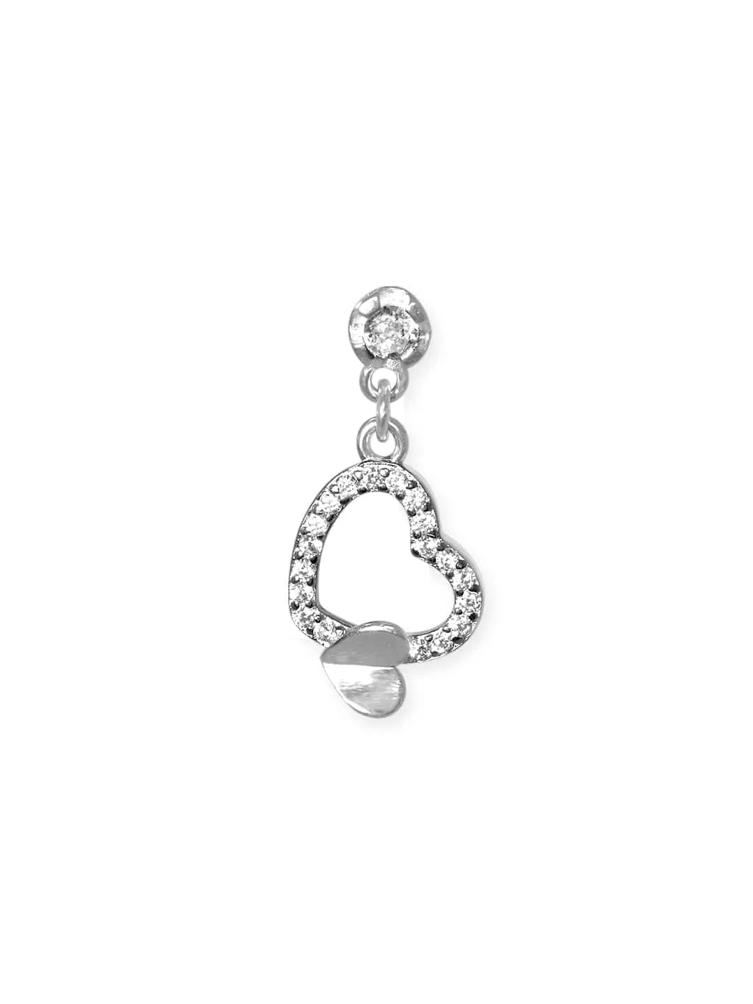 Rubans 925 Silver Heart-Shaped Silver Drop Earrings