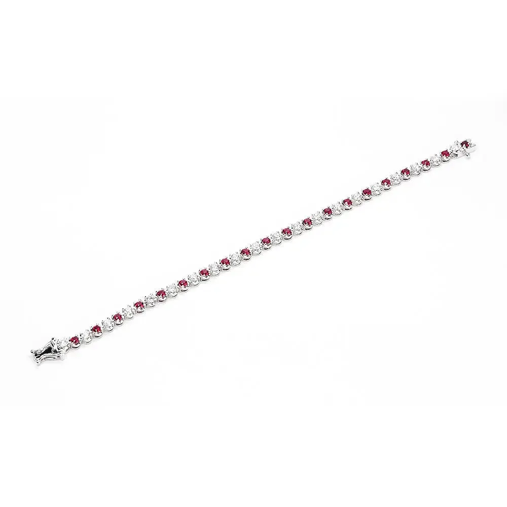 Rubetta Lab Grown Diamond Tennis Bracelet With Rubies