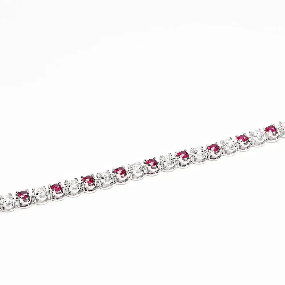 Rubetta Lab Grown Diamond Tennis Bracelet With Rubies