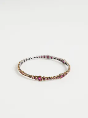 Ruby Bangle Bracelet in 22k Gold and Silver