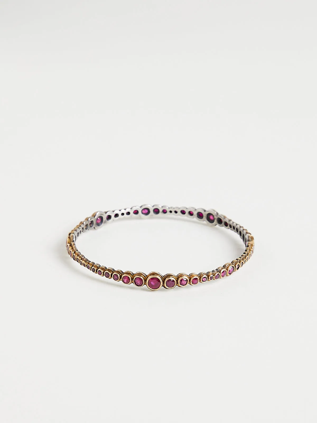 Ruby Bangle Bracelet in 22k Gold and Silver