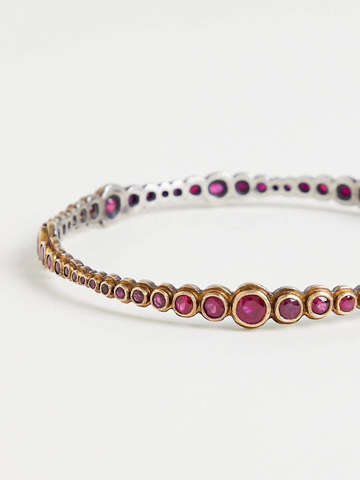 Ruby Bangle Bracelet in 22k Gold and Silver