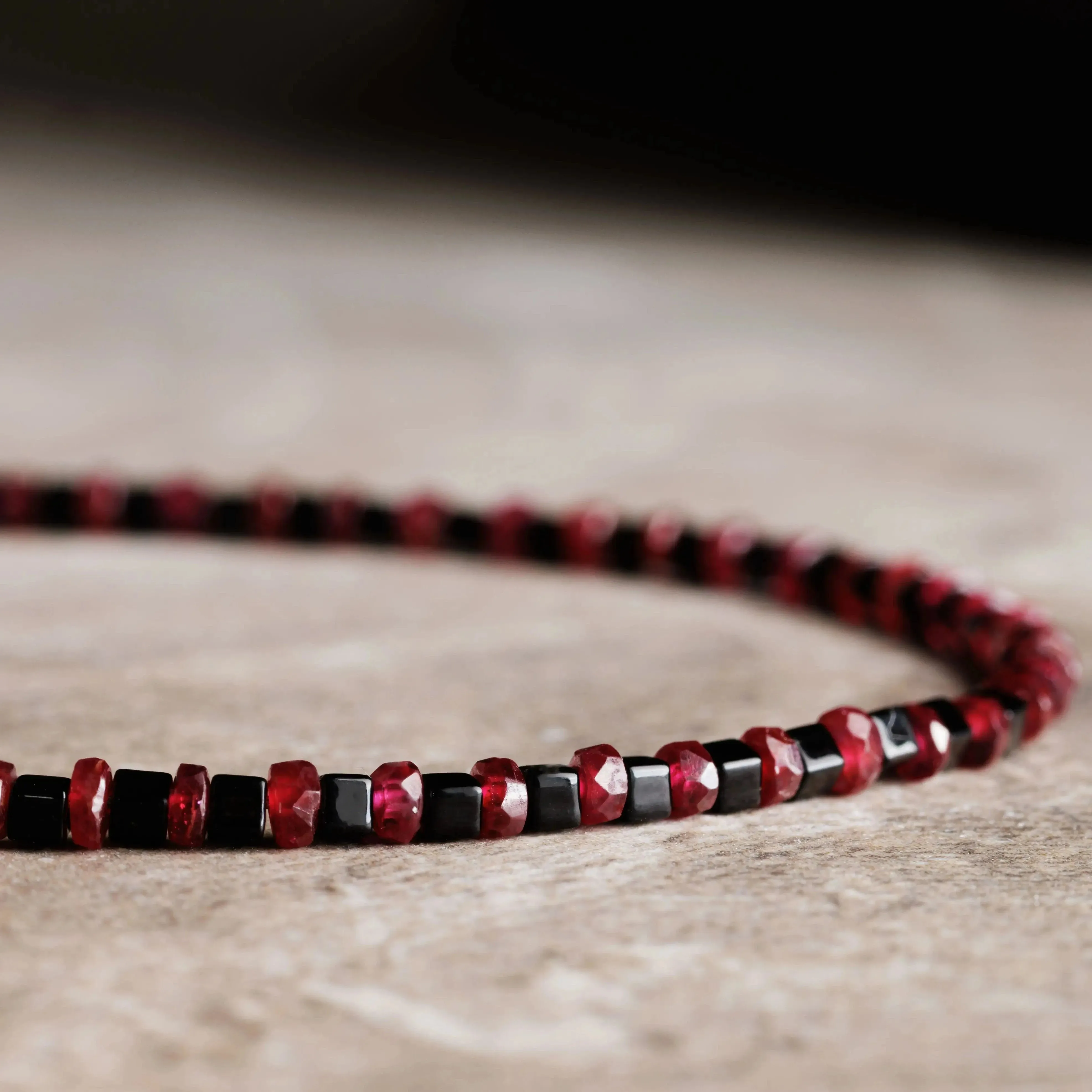 Ruby - Black Cube Bracelet VIII (2.5mm)