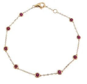 Ruby Gem Stone Diamond By The Yard Bracelet 0.70ct tw