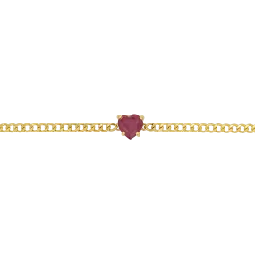 Ruby Heart Cuban Link Bracelet