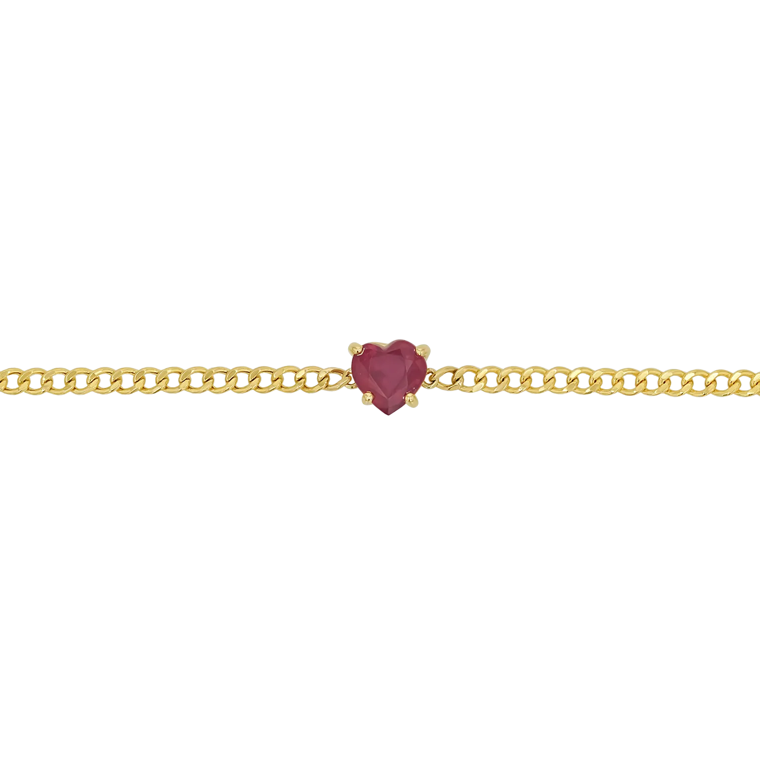 Ruby Heart Cuban Link Bracelet