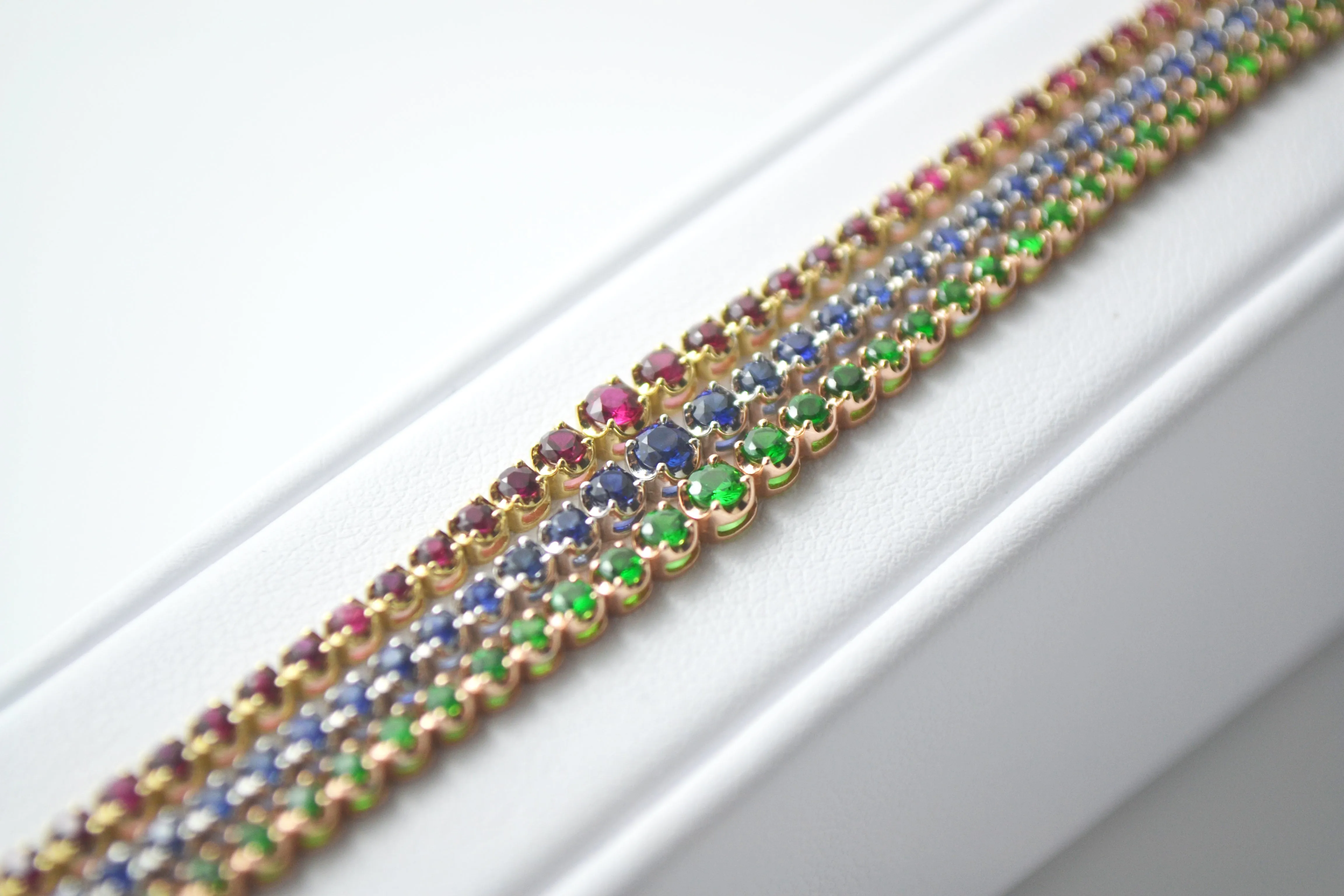 Ruby, Sapphire, and Tsavorite Bracelet