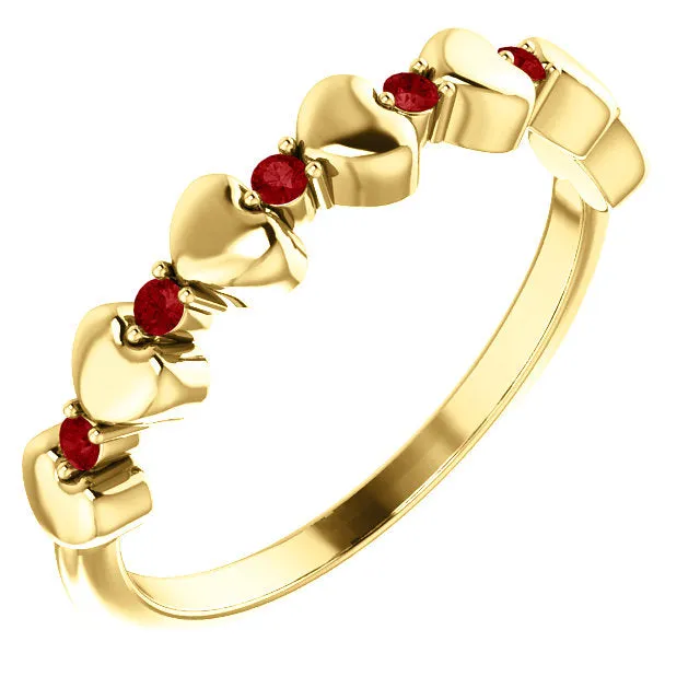 Ruby Stackable Heart Ring