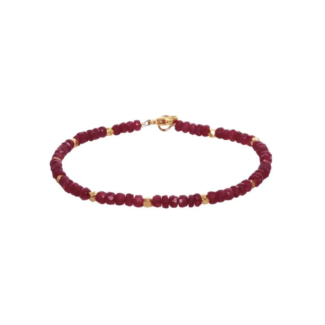 Ruby   Vermeil Station Beaded Bracelet