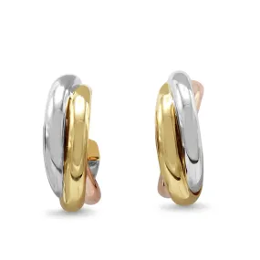 Russian Hoop Earrings - 18ct Rose, White & Yellow Gold