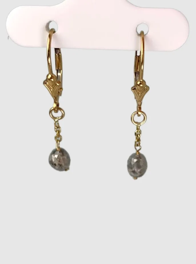 SALE - Grey Diamond Bead Earrings in 14KY - EAR-083-TNCDIA14Y-GRY 2ctw