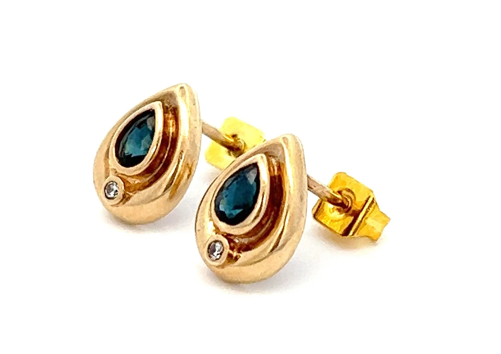 Sapphire & Diamond 9ct Yellow Gold Earrings