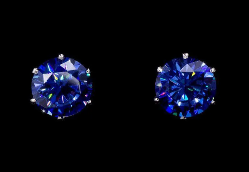 Sapphire Blue Cubic Zirconia Stud Earrings