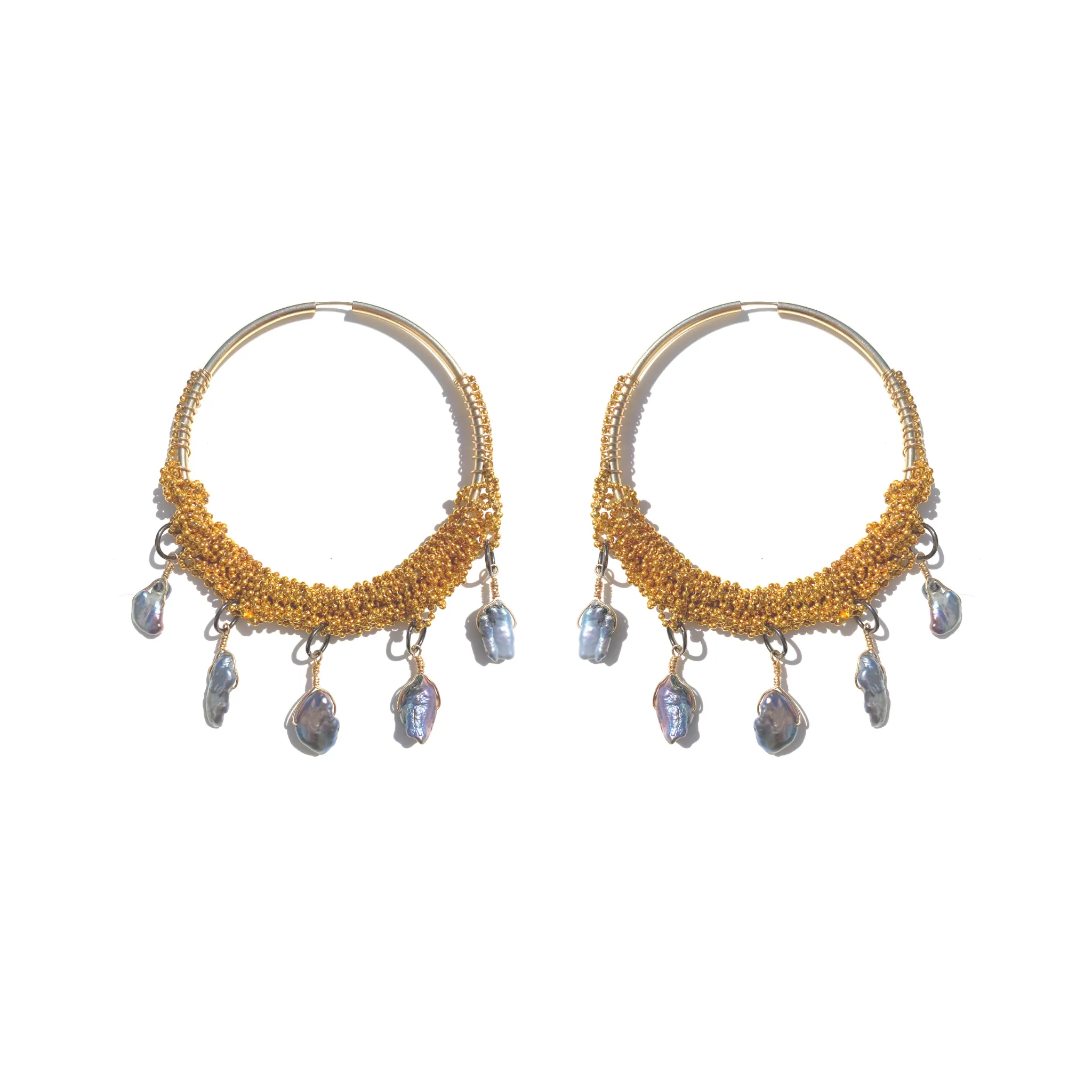 Sea Change Hoop Earrings- Peacock Pearl