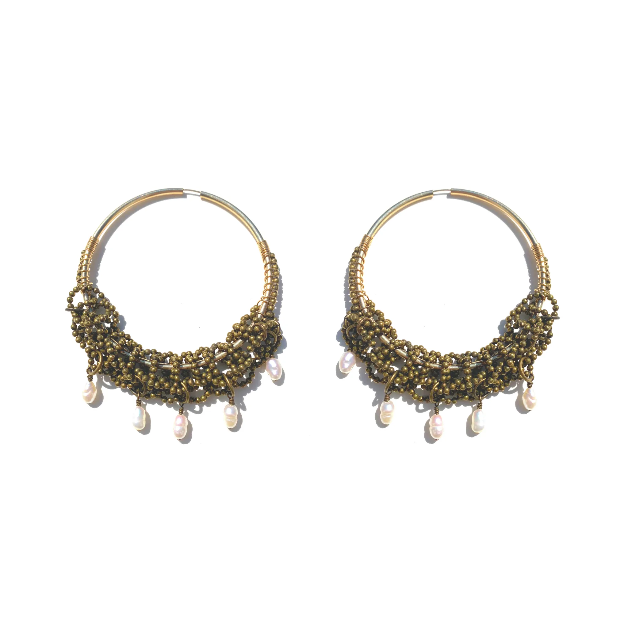 Sea Change Hoop Earrings- White Pearl