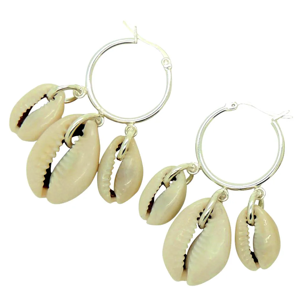 Seashell Charm Trio Mini Hoop Earrings