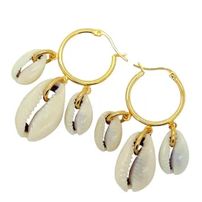 Seashell Charm Trio Mini Hoop Earrings