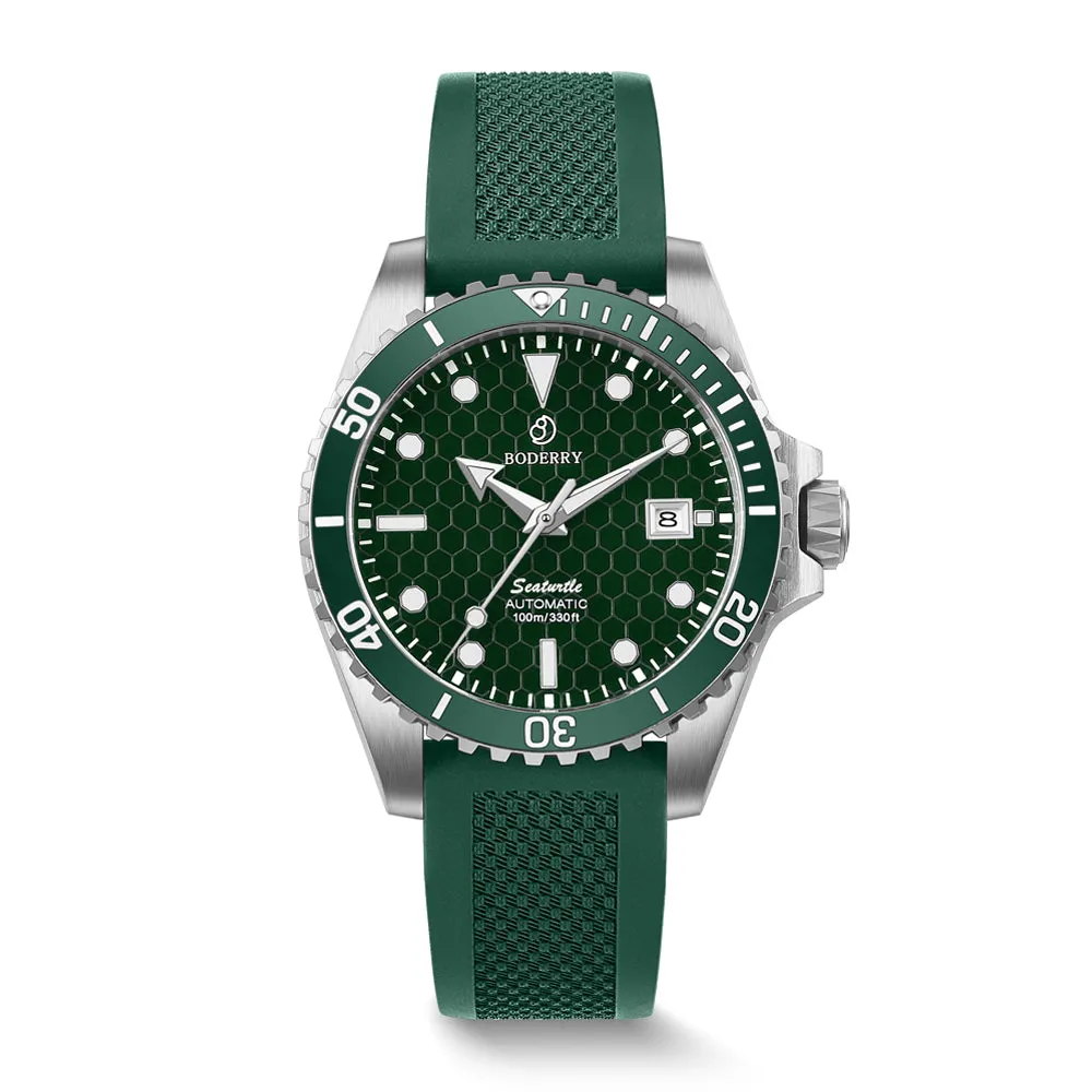 SEATURTLE.OCEAN(TITANIUM) - Automatic Titanium Diver Watch | Turtle Green