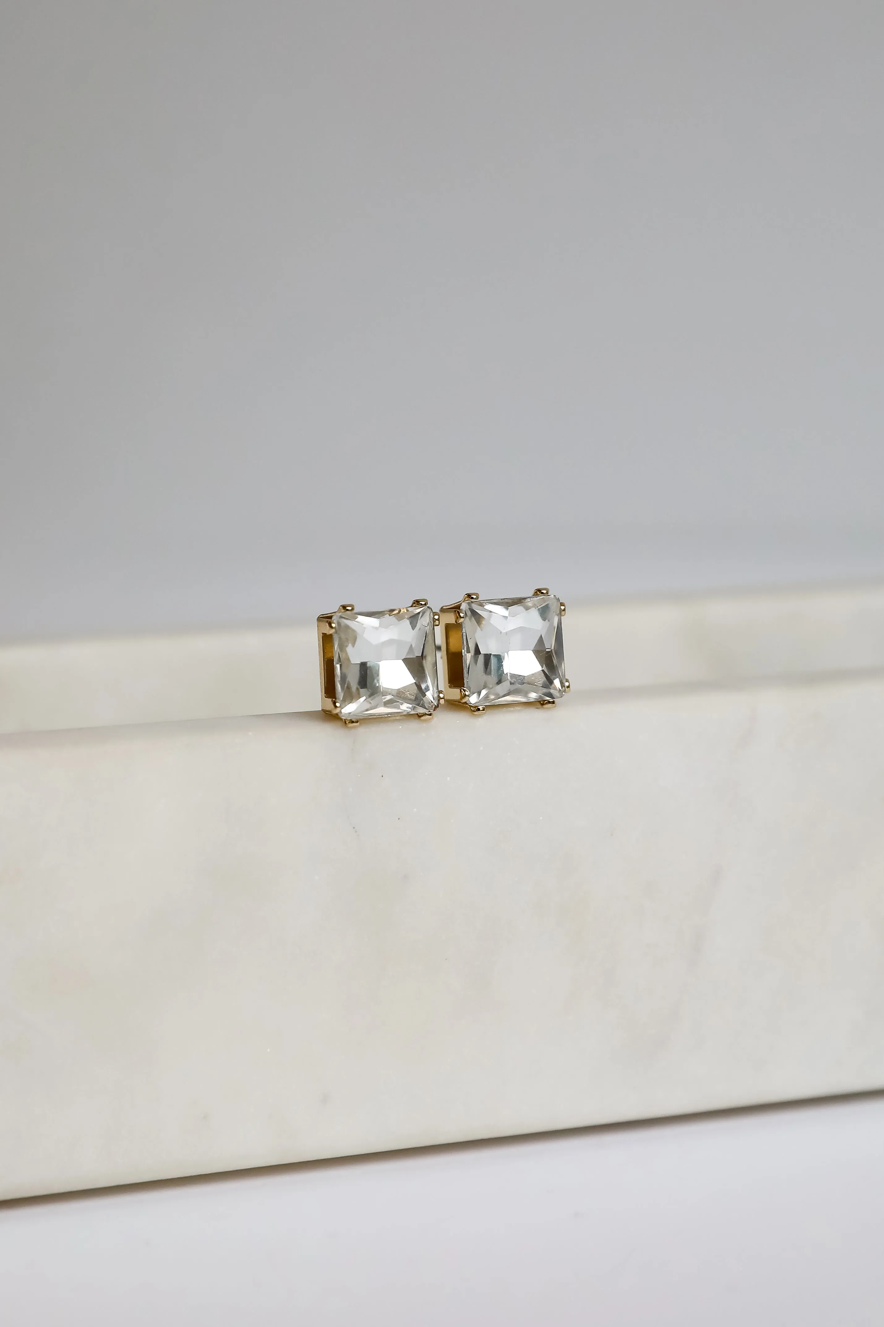 Selena Clear Gemstone Stud Earrings