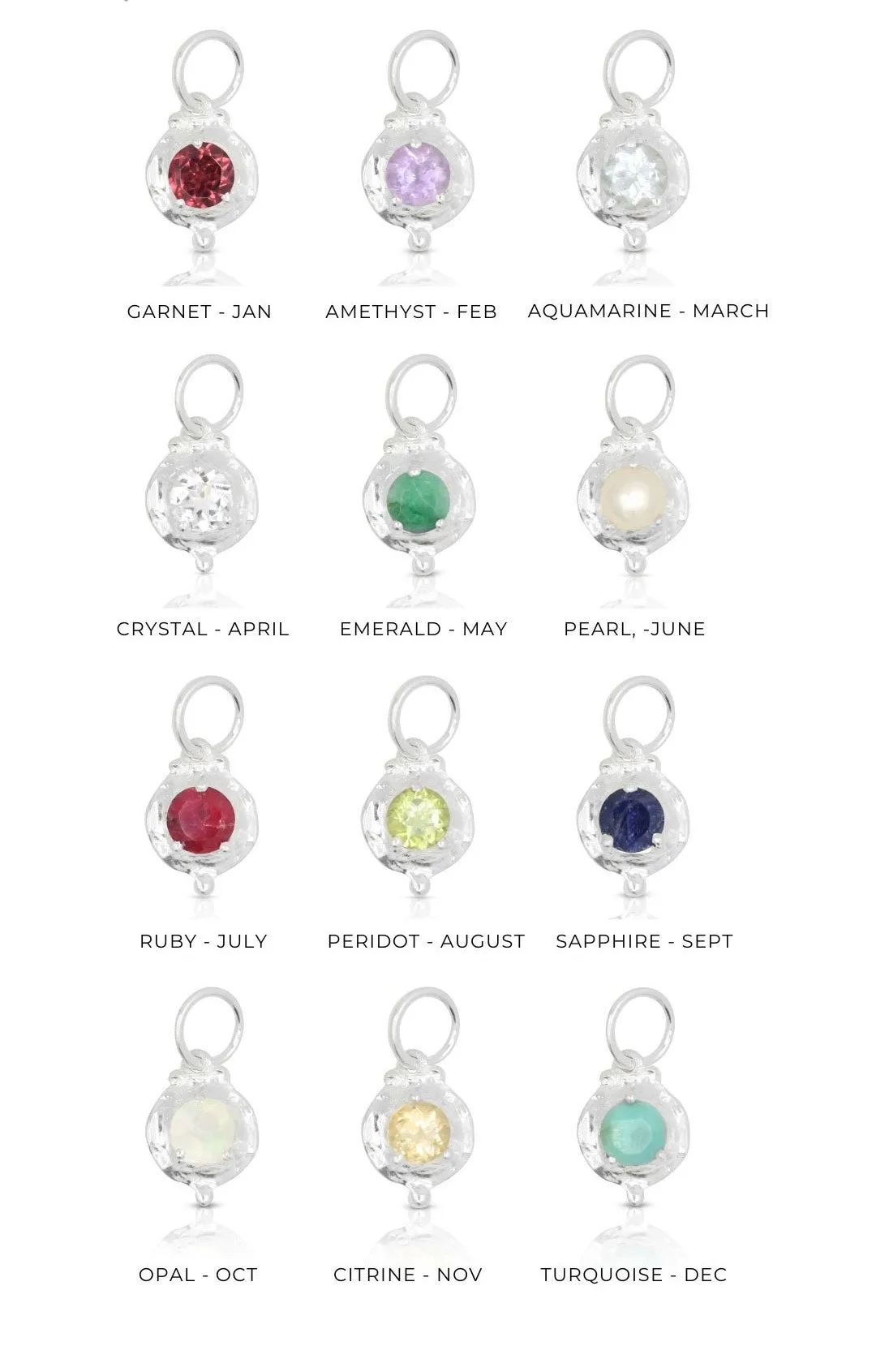 September Sapphire Silver Birthstone Necklace Charm