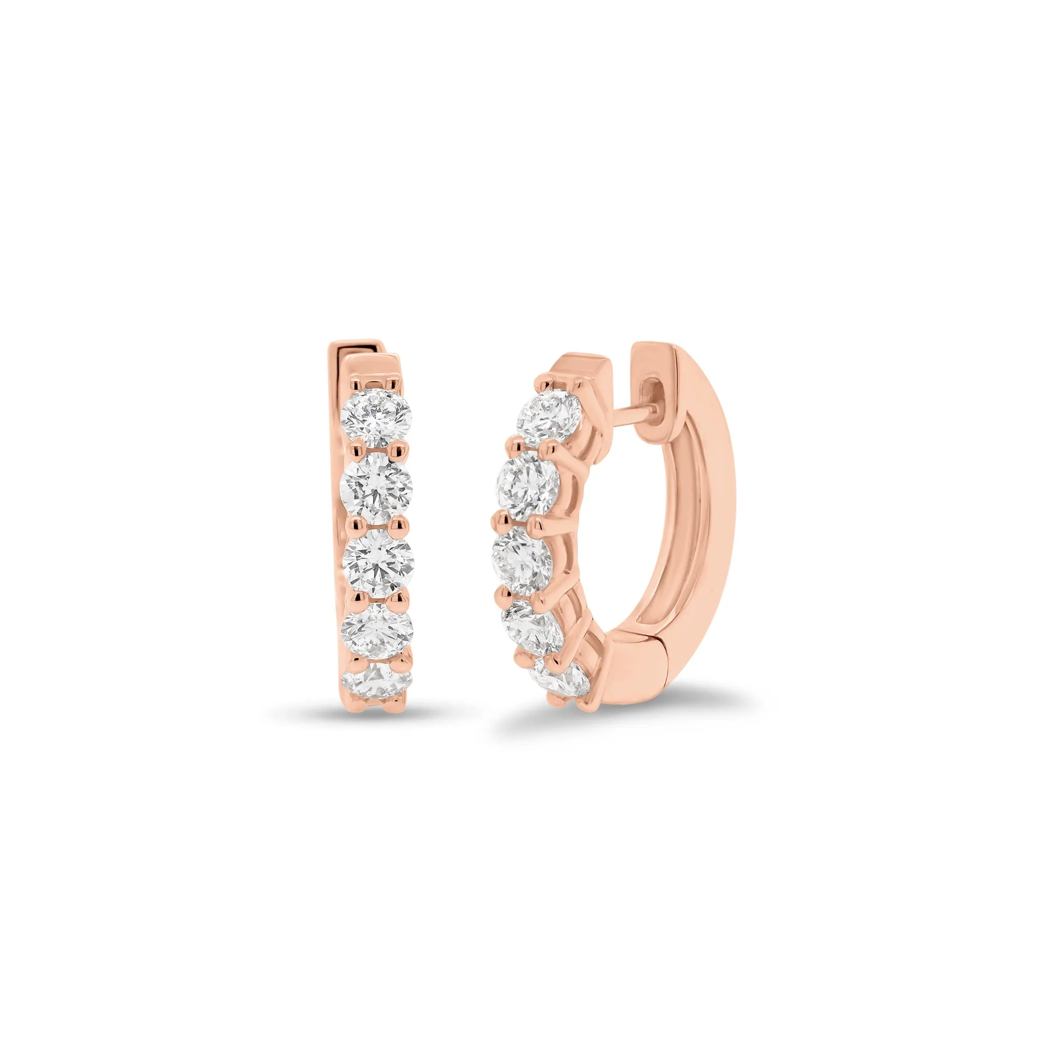 Shared Prong-Set Diamond Huggie Earrings