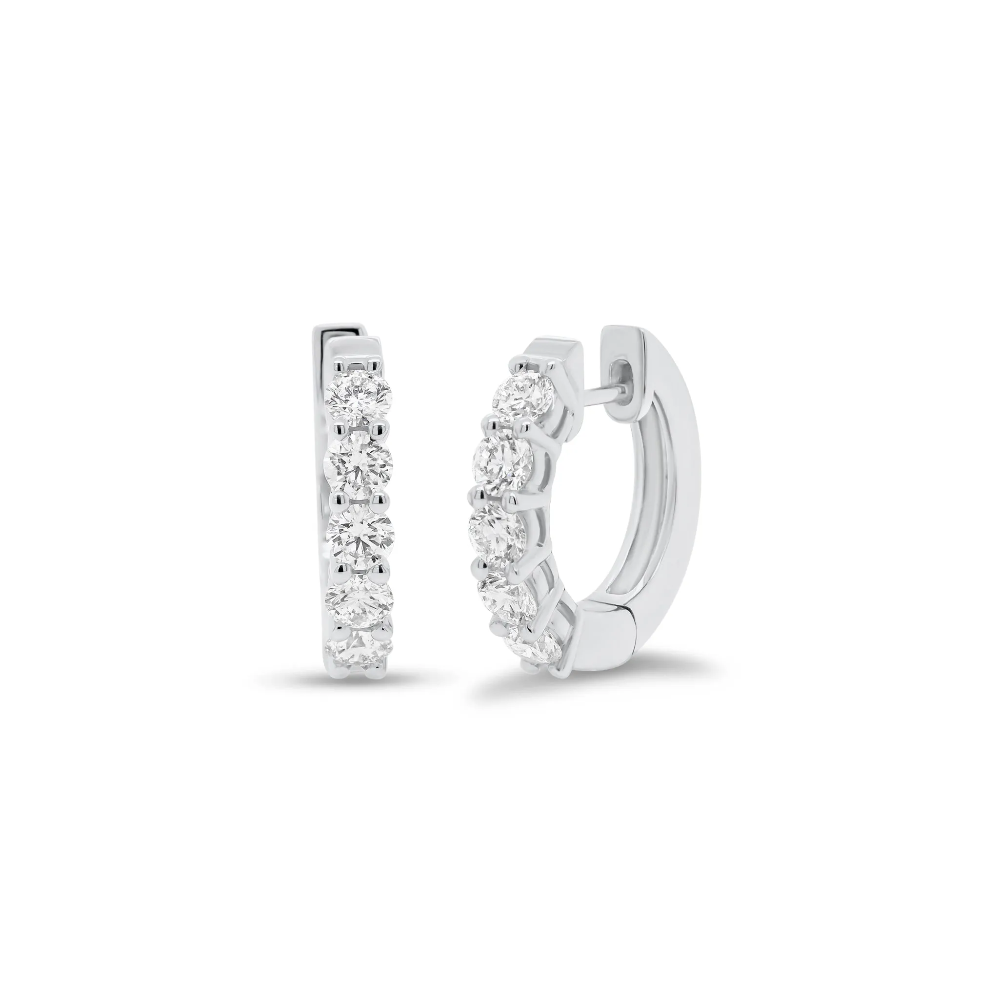 Shared Prong-Set Diamond Huggie Earrings