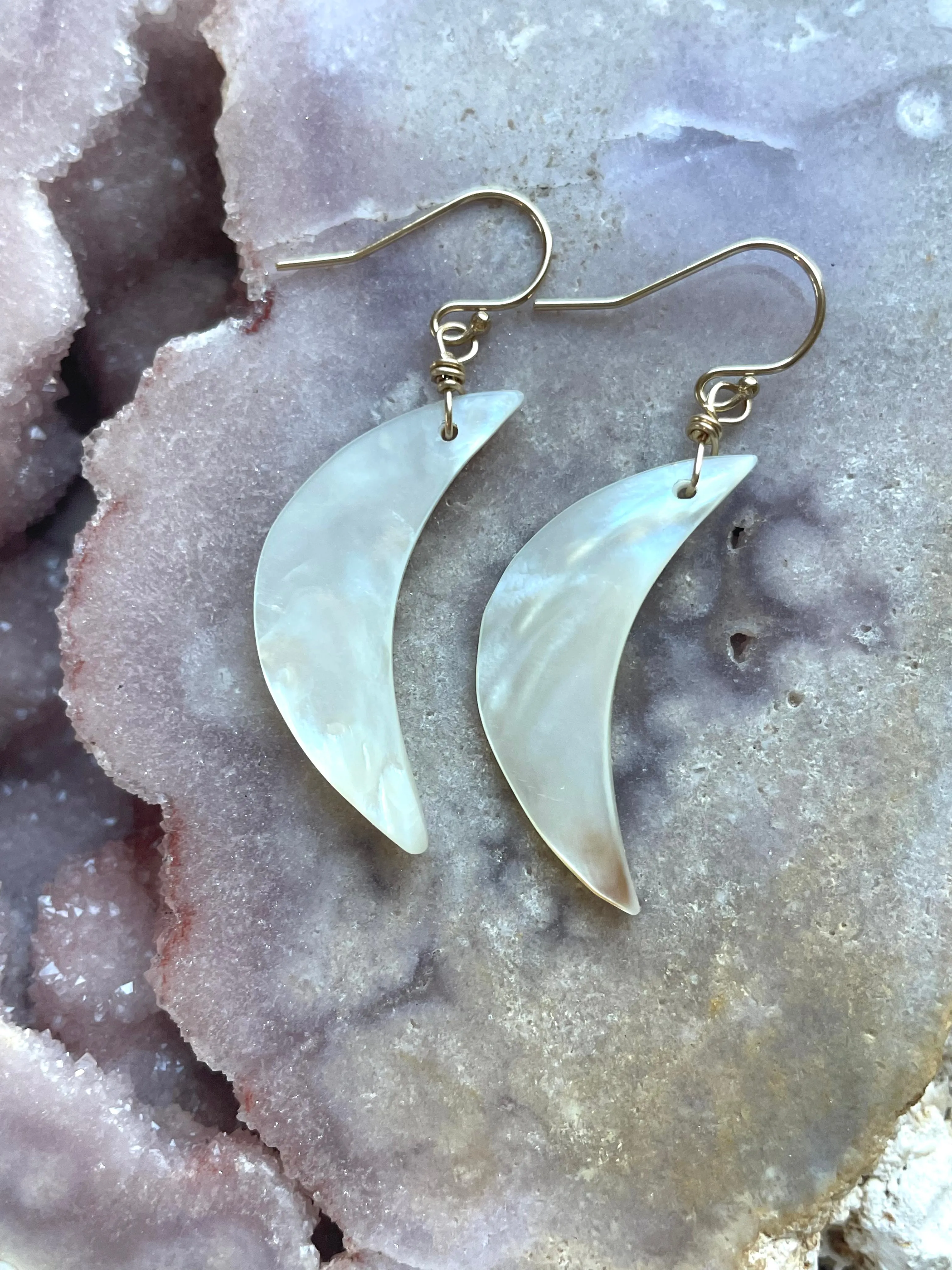 Shell Crescent Moon Earrings