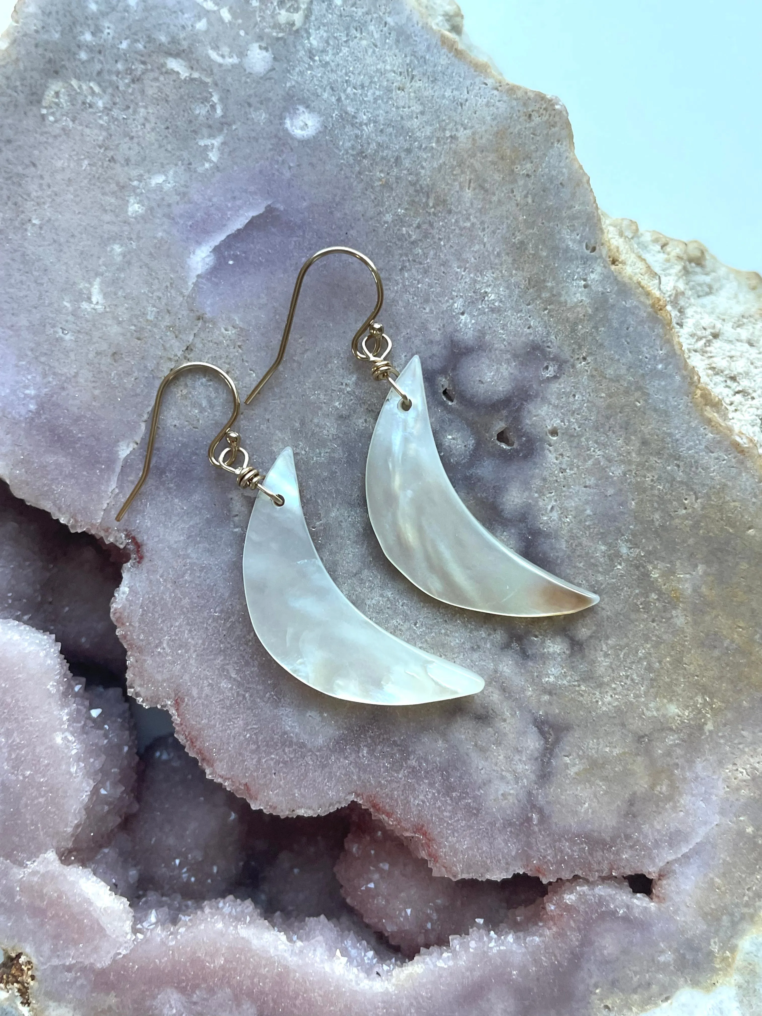 Shell Crescent Moon Earrings