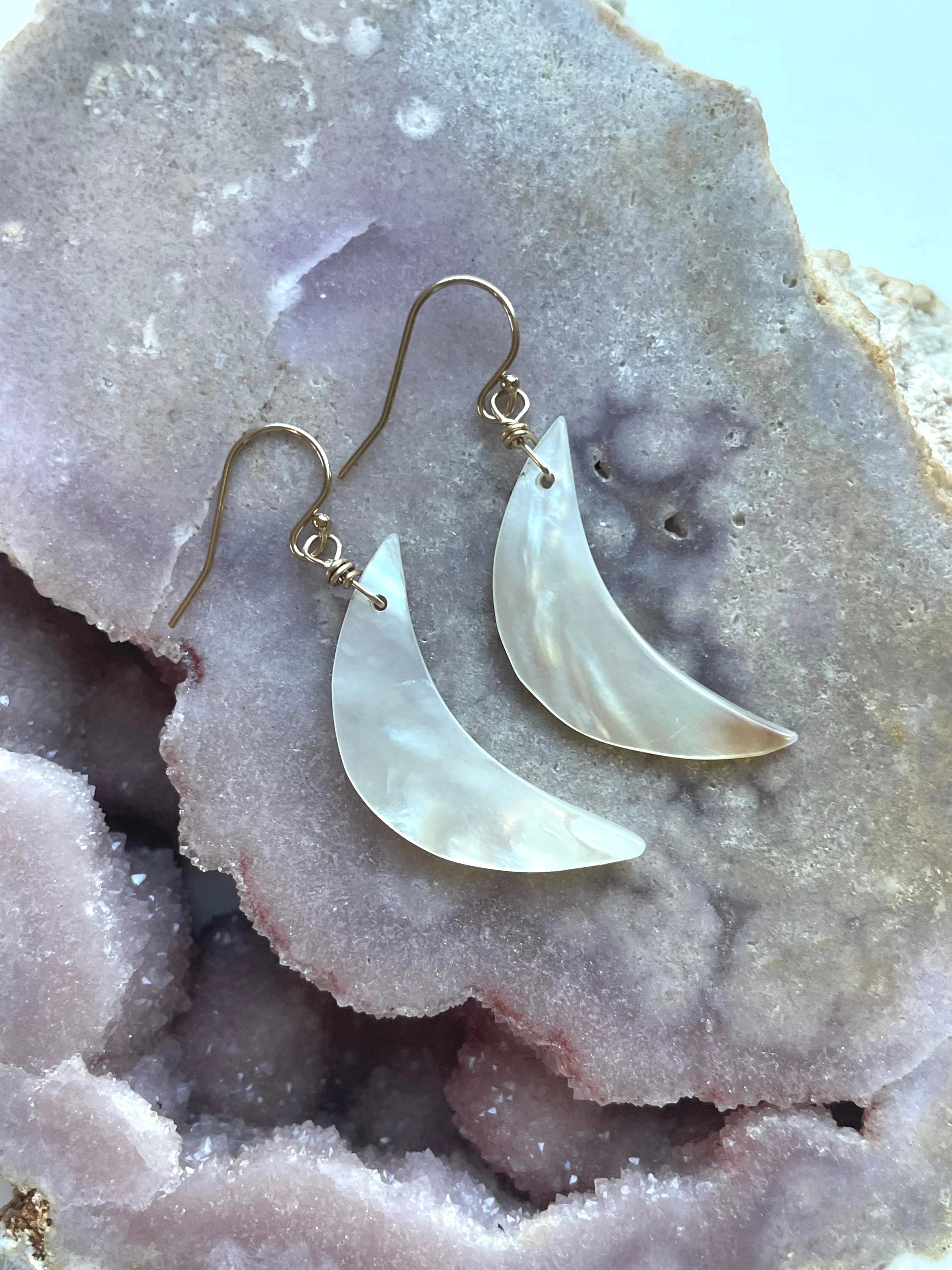 Shell Crescent Moon Earrings