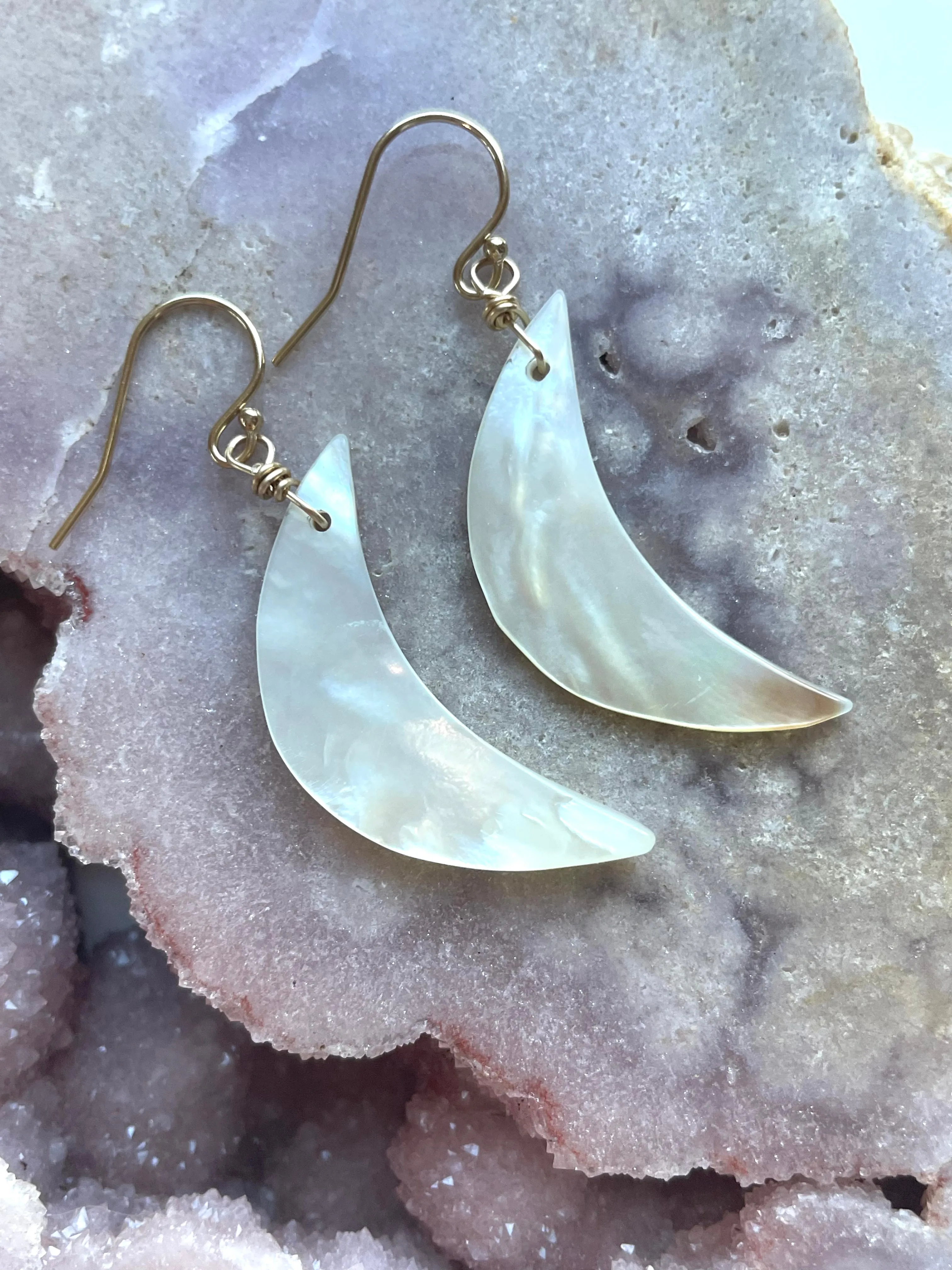 Shell Crescent Moon Earrings