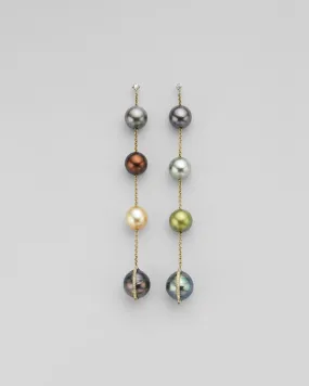 SHOULDER DUSTER CLOVER Quad Tahitian PEARL CHAIN EARRINGS