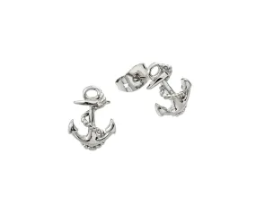 Silver 925 Rhodium Anchor Stud Earrings