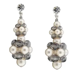 Silver & White Cluster Earrings