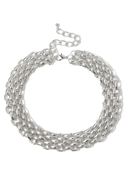 Silver Chunky Chain Choker Necklace