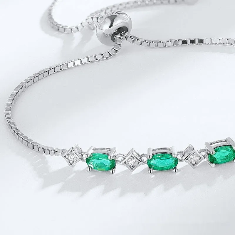 Silver Emerald Bracelet