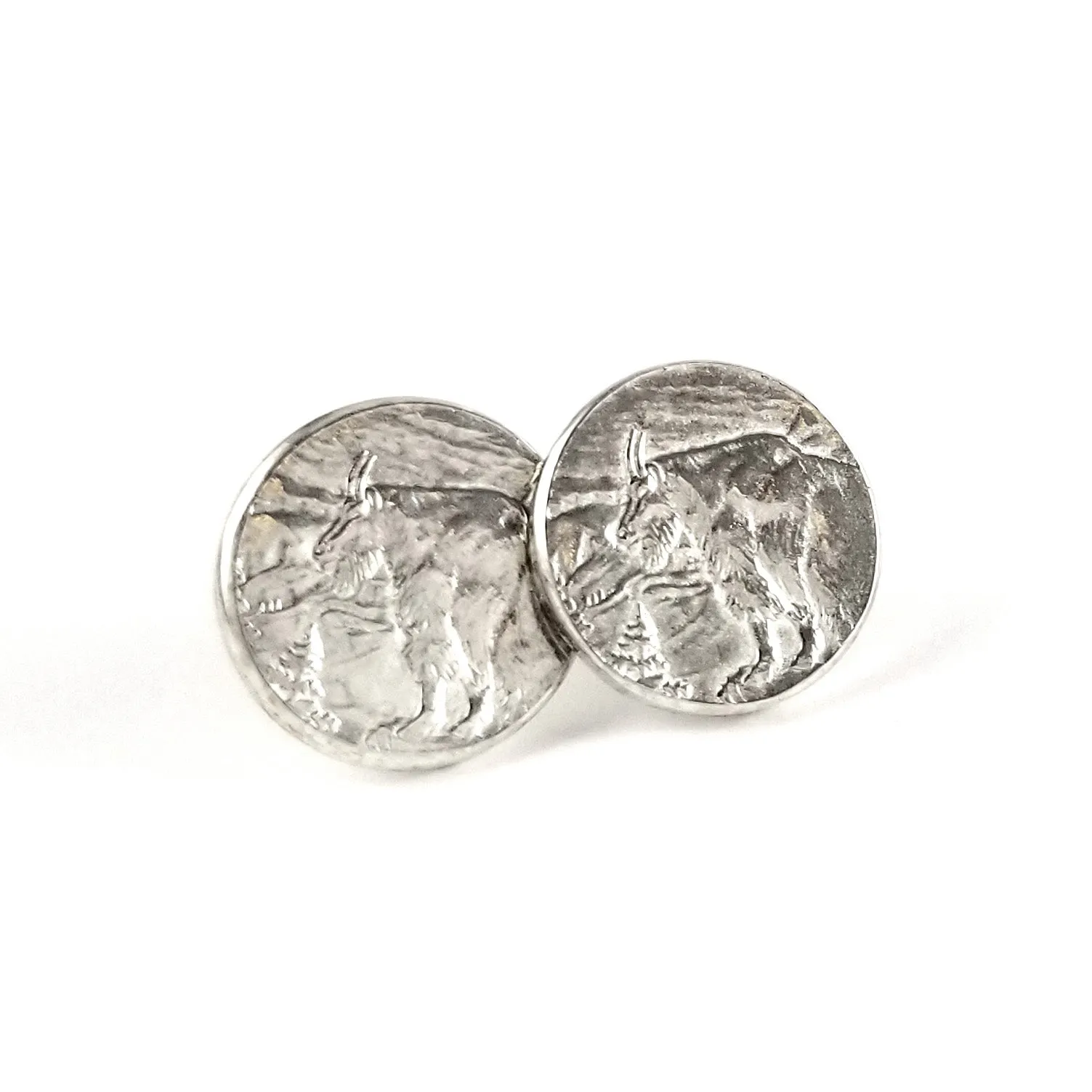 Silver Glacier National Park Quarter Punch Out Stud Earrings