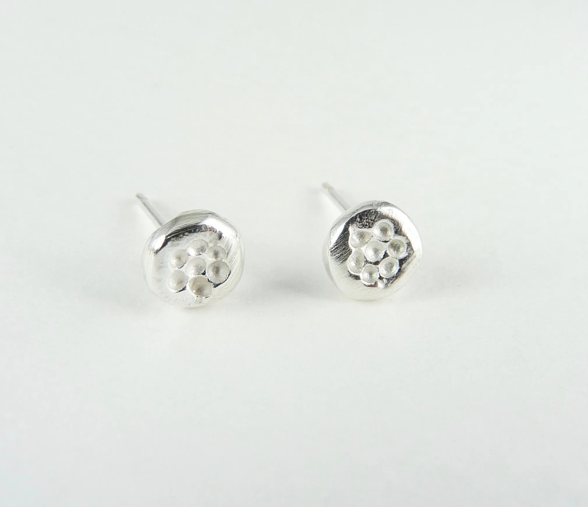 Silver Granulation Stud Earrings