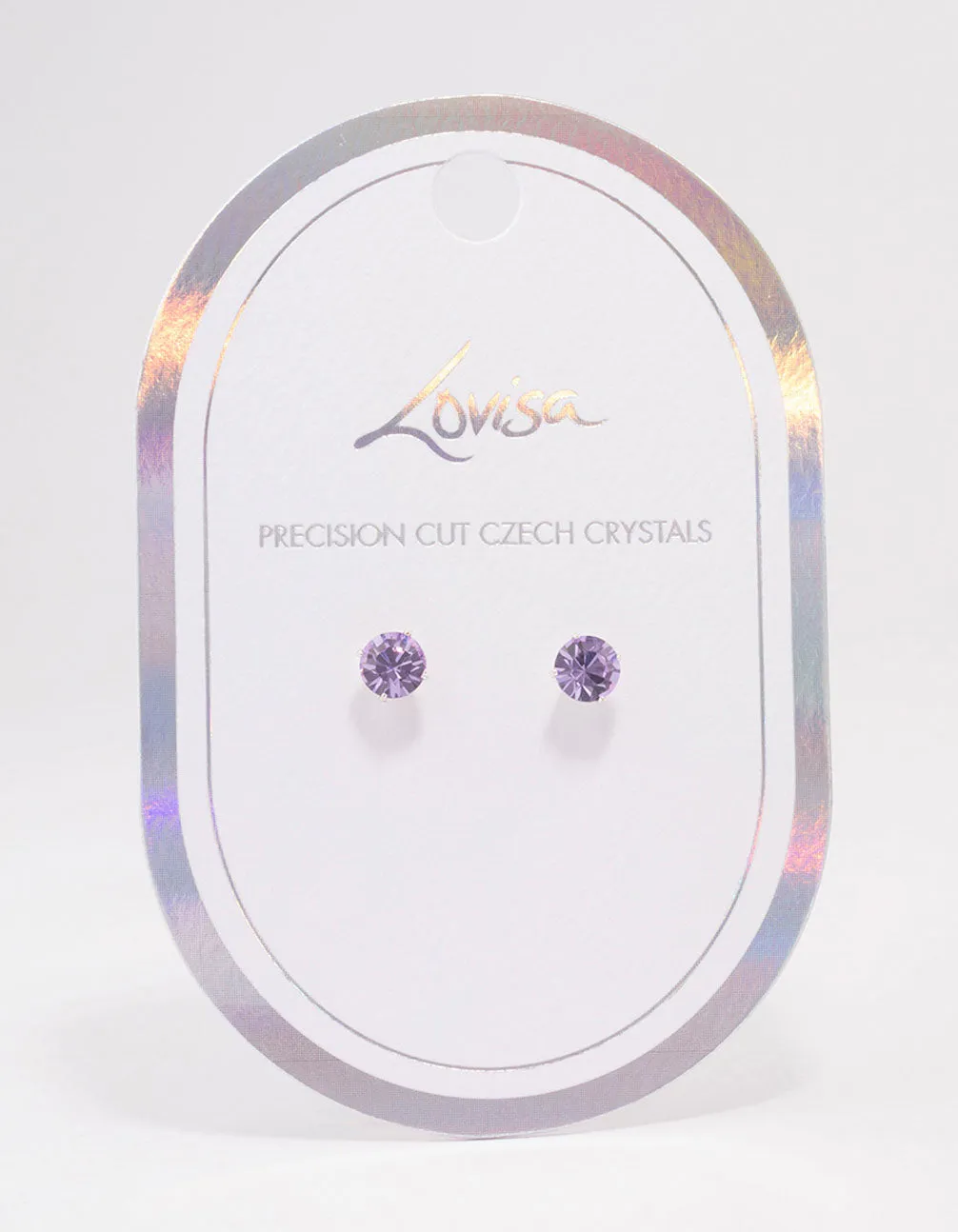 Silver Lilac Crystal Stud Earrings