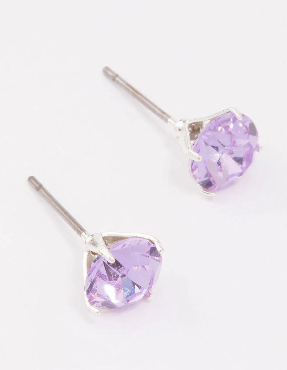 Silver Lilac Crystal Stud Earrings