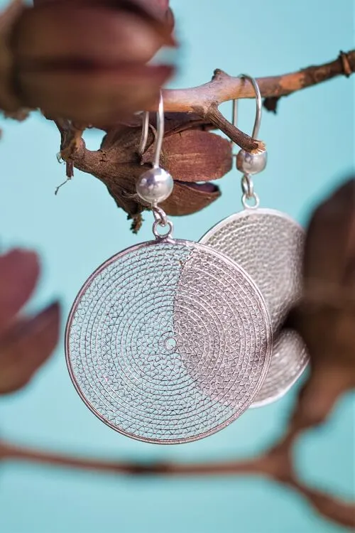 Silver Linings "Moon" Silver Filigree Handmade Dangle Earrings