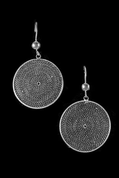 Silver Linings "Moon" Silver Filigree Handmade Dangle Earrings