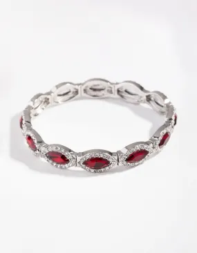 Silver Marquise Ruby Diamante Stretch Bracelet