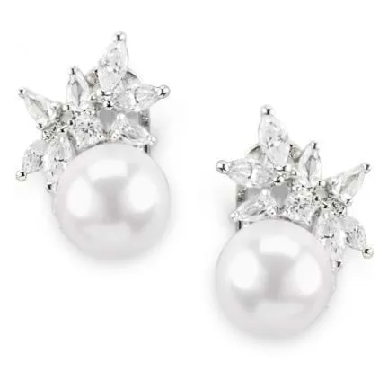 Silvia Cubic Zirconia and Pearl Earrings