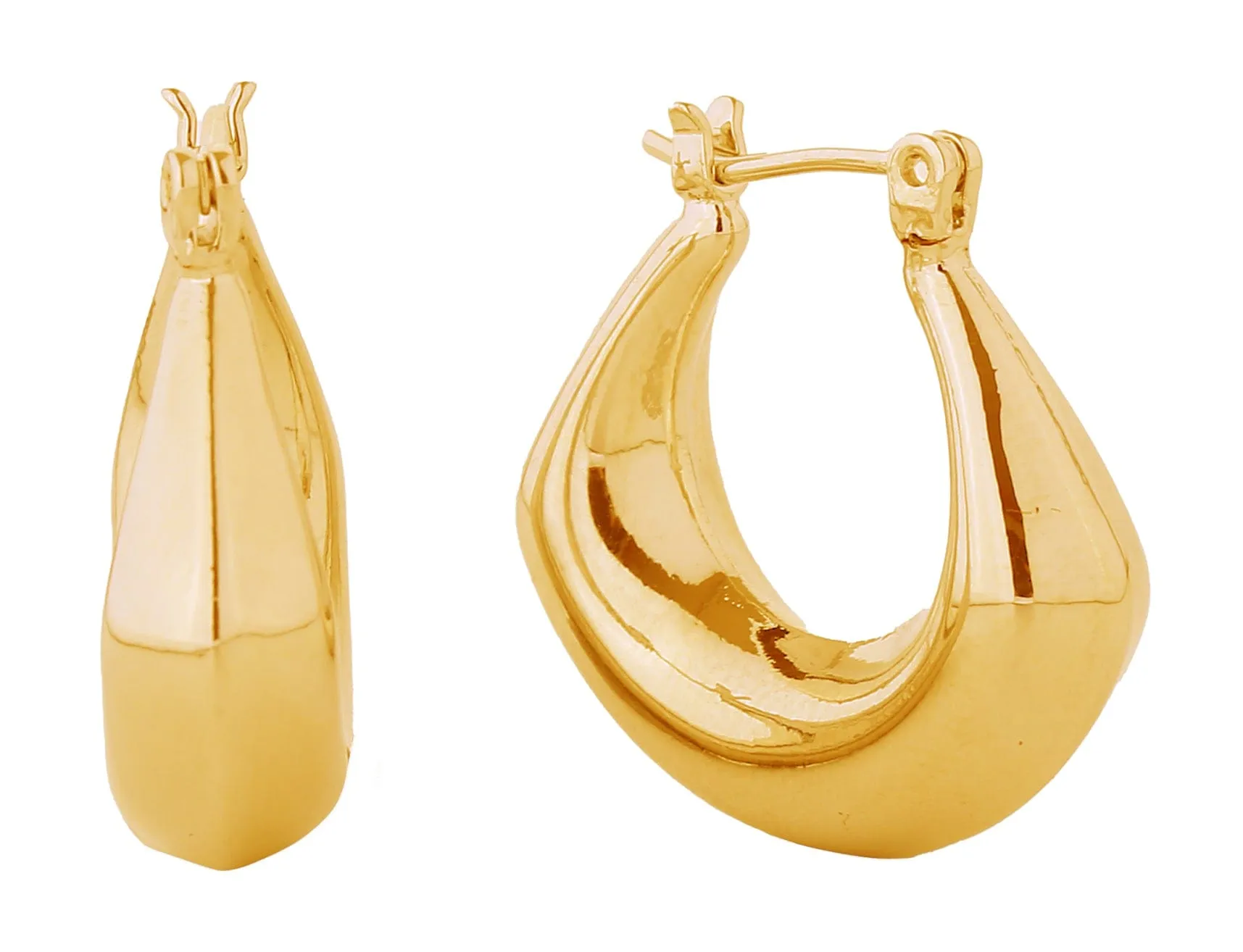 SJE310773 14K Puffy Hoop Pincatch Earrings